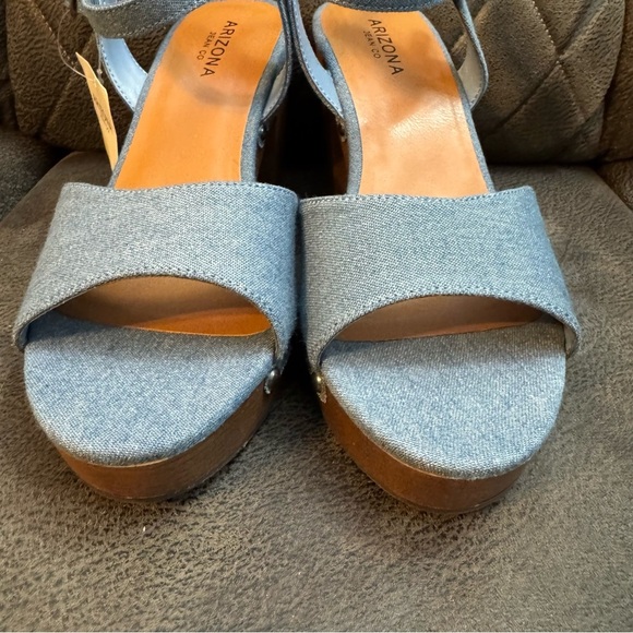 Arizona Jean Co Heather Denim Strap On Sandals Size 8.5 M - Picture 3 of 11